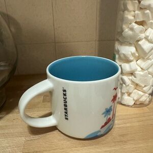 Starbucks Floral White and Blue Mug